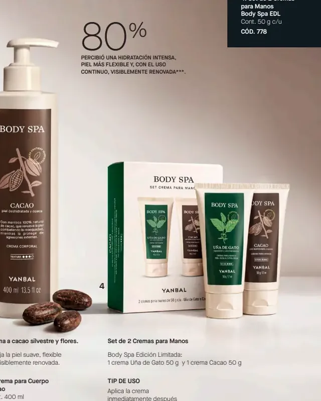 Set de 2 Cremas para Manos Body Spa EDL - Uña de Gato + Cacao