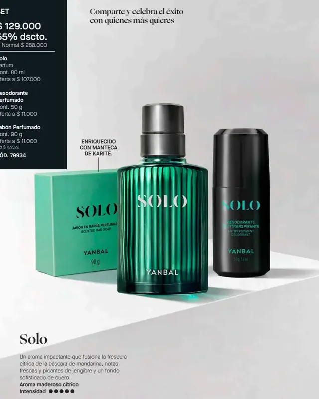 Set Solo - Parfum + Desodorante + Jabón